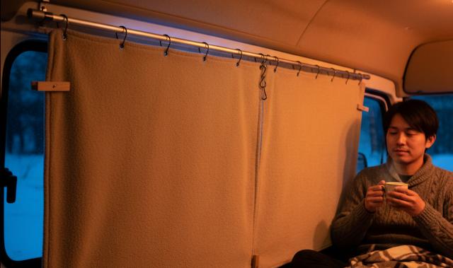 窓からの冷気はカーテンで遮断する