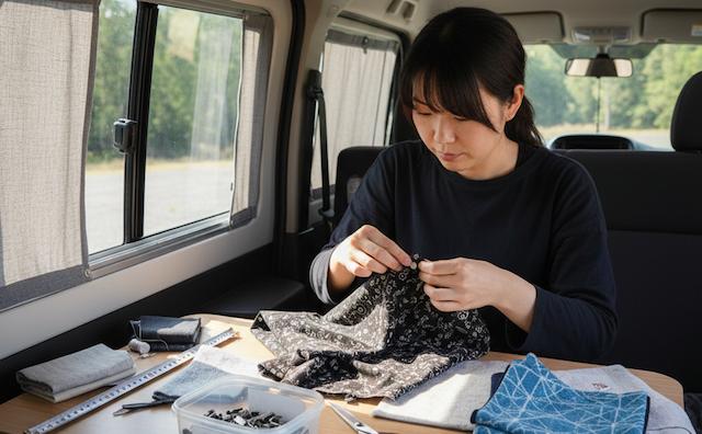 車中泊用カーテンを自作！マグネット式の基本の作り方と材料選び