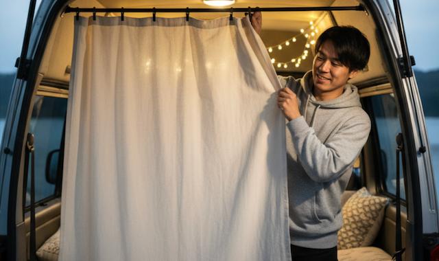 突っ張り棒で簡易的に設置する