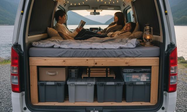エブリイワゴンの車中泊を快適に！寝床の段差解消を極める