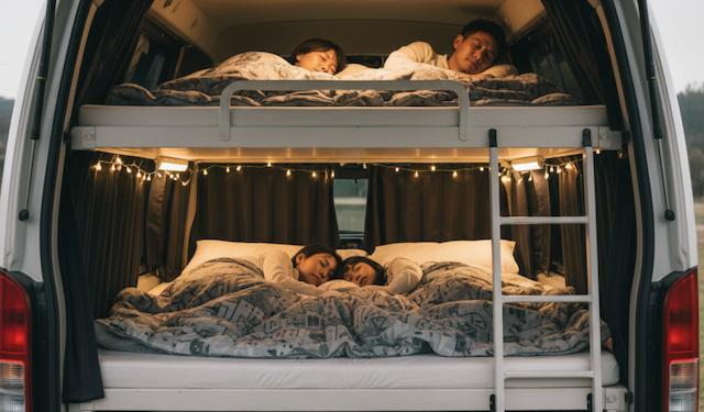 4人就寝時のスペース確保と工夫