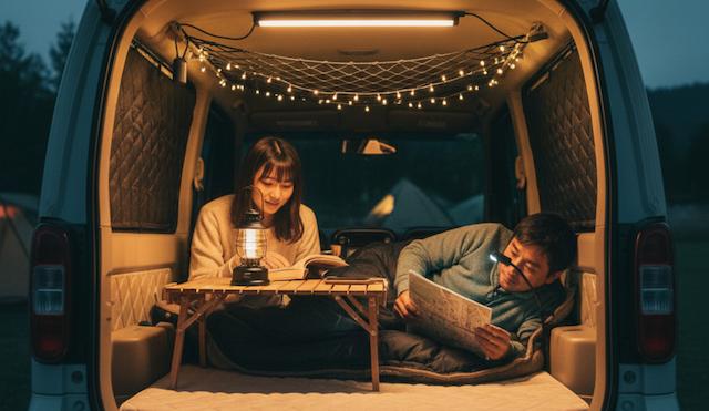 照明を追加して夜の車内を明るくする工夫