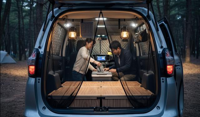純正品で楽しむ便利な車中泊カスタム